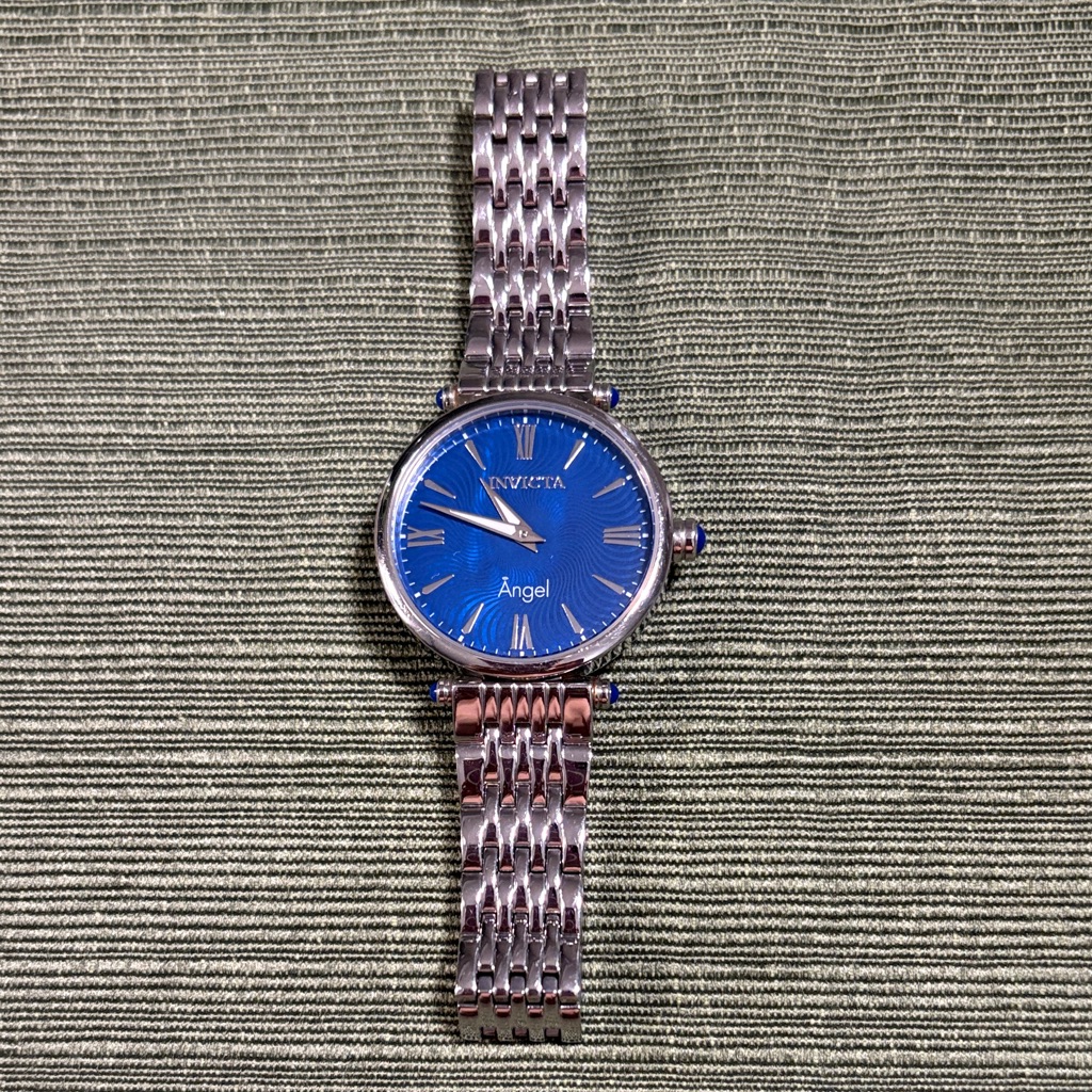 Invicta Silver Bracelet Watch With Blue Sunburst Dial